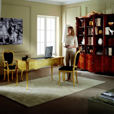 Designer Miwwel Dësch Gold Stuff Holz Dësch Italienesch Luxus Miwwel