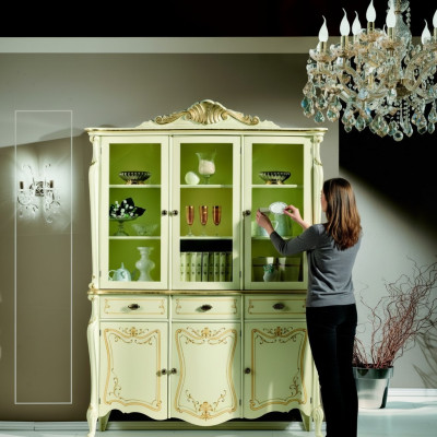 Vitrin Italienesch Luxus Stil Wunnzëmmer Miwwelen Schaf Barock Rokoko Stil Holz Neien