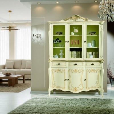 Vitrin Italienesch Luxus Stil Wunnzëmmer Miwwelen Schaf Barock Rokoko Stil Holz Neien
