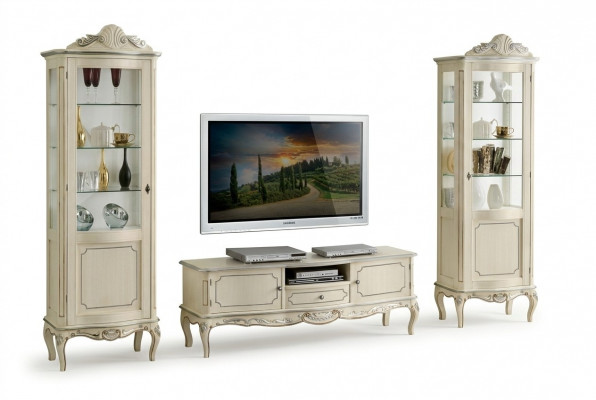 Luxus Wunnwand 3-Deeler RTV 2x Vitrinn Design Italienesch Miwwelen Wunnzëmmer Barockstil