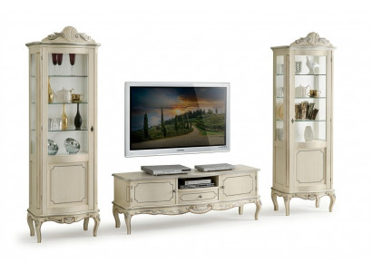 Luxus Wunnwand 3-Deeler RTV 2x Vitrinn Design Italienesch Miwwelen Wunnzëmmer Barockstil