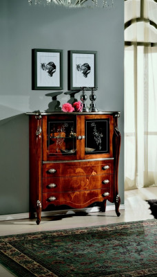 Luxuriéis Miwwelen Holz Glas Stil Barock Schaf Kommode Schief Designer