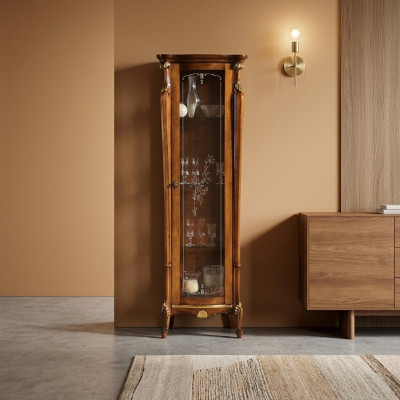 Schick Design Glasschaf Holz Klassesch Stil Barock Vitrinne Italienesch Miwwelen Nei
