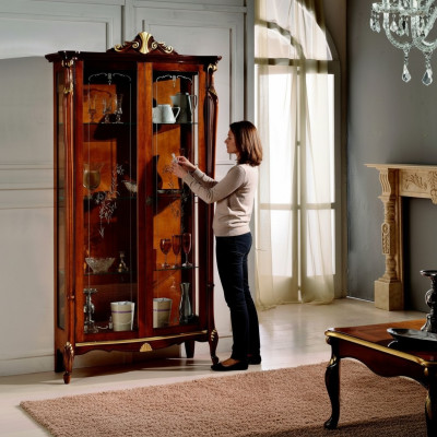 Italienesch Miwwelen Holz Klassesch Stil Design Vitrinn Schaf Regal Schranken