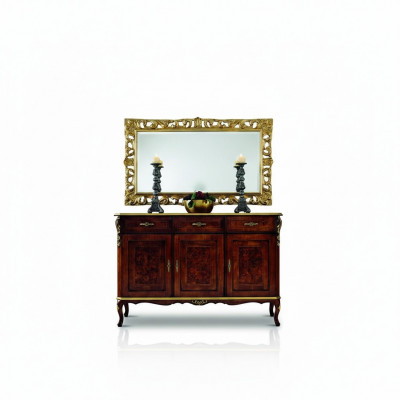 Design Miwwel Stil Barock 2-Stéck Kommode Spigel Holz Italienesche Stil Designer