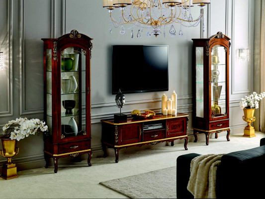 Wunnzëmmer Mauer Schaf Vitrin RTV Sideboard echt Holz Schief Italien Miwwel