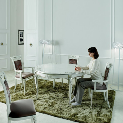 Italienesch Miwwelen Iessdësch 4x Stull Holz Dësch Iessset Klassesch Design