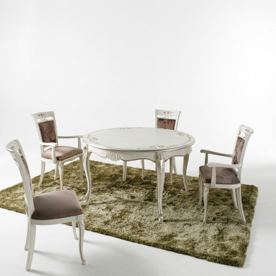 Italienesch Miwwelen Iessdësch 4x Stull Holz Dësch Iessset Klassesch Design
