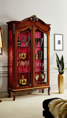 Vitrine Holz Schaf Glas Schief Italienesch Stol Miwwelen Anrichte Regal Barock