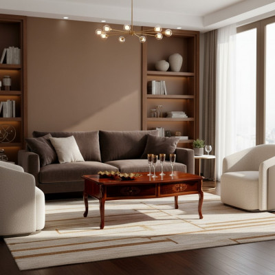 Holz Italienesch Miwwelen Barock Stil Braun Dësch Wunnzëmmer Dësch Nei