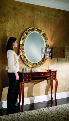 Italienesch Miwwelen 2 Stéck Garnitur Sekretär mat Spigel Holz Massivholz Barock Stil
