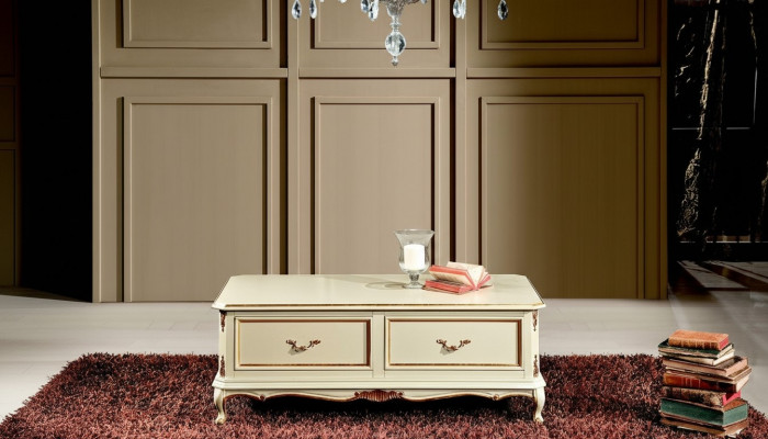 Holz Italienesche Miwwelen Barockstil Luxus Wäisse Canapé-Dësch Wunnzëmmer Dësch Nei
