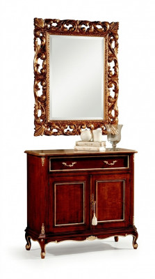 Holz Italienesch Miwwelen 2tlg Set Miwwel Stil Barock Luxus Komoud mat Spigel