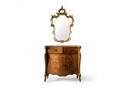 Luxus Miwwelstil Barock 2-deeleger Set Kommode mat Spigel Luxus Holz Italienesch