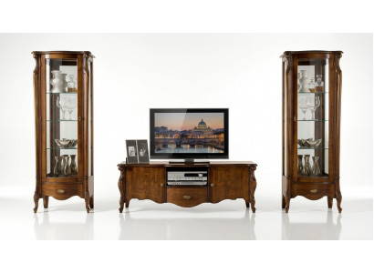 Luxus Wunnwand 3-Stéck RTV mat 2x Vitrinn Design Italienesch Miwwelen Barock Stil Nei
