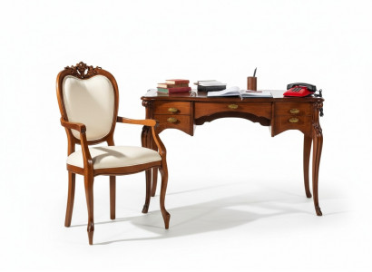 Holz Miwwel Luxus Büro 2tlg Set Schreifdësch Sessel Italienesch Luxus