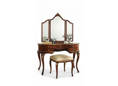 Luxus 3-Stéck Set Schminktisch Hocker Spigel Schlofkummer Italienesch Miwwelen Nei