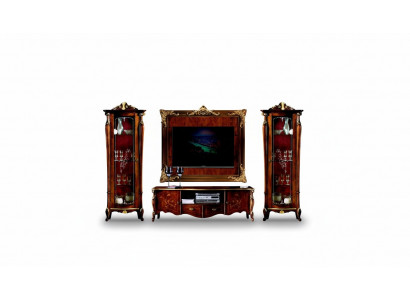 Set Garnitur 4-Stéck Italienesch Miwwelen 2x Vitrinn Sideboard RTV Wandplack Schaf