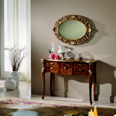 Holz Italienesch Miwwelstil Barock Luxus Konsolentisch Spigel Sideboard 2tlg Set Nei