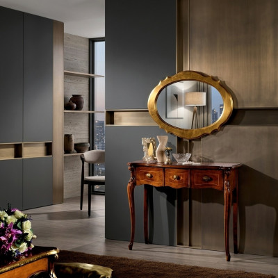 Miwwel Stil Barock Konsolendësch Spigel Holz Italienesch Dëscher Grupp