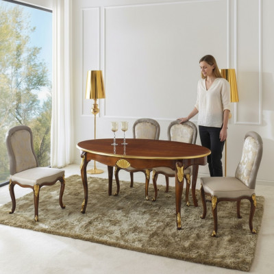 Ovalen Dësch Italienesch Miwwelen Luxus Iessdësch Iesszëmmer Holz Klassesche Stil