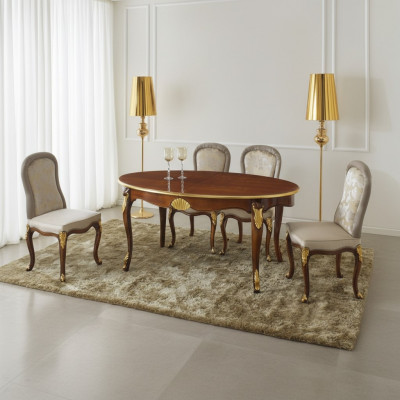 Ovalen Dësch Italienesch Miwwelen Luxus Iessdësch Iesszëmmer Holz Klassesche Stil