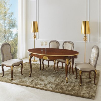 Ovalen Dësch Italienesch Miwwelen Luxus Iessdësch Iesszëmmer Holz Klassesche Stil