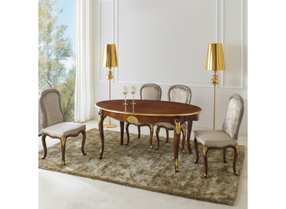 Ovalen Dësch Italienesch Miwwelen Luxus Iessdësch Iesszëmmer Holz Klassesche Stil