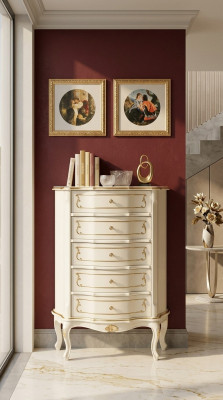 Italienesch Miwwelen Luxus Stil Barock Wäiss Schaf Kommode Designer Miwwelen