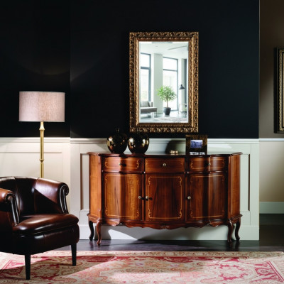 Schéckt Holz Luxus Italienesch Miwwelen 2-Deeler Set Miwwelstil Barock Kommod.