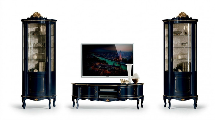 Luxus Set Garnitur 3 Deeler RTV mat 2x Vitrin Blo Italienesch Luxusmöbel Barock Stil