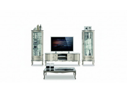 Schéckt Set Garnitur 3tlg RTV mat 2x Vitrine Italienesch Miwwelen Wunnwand Schaf