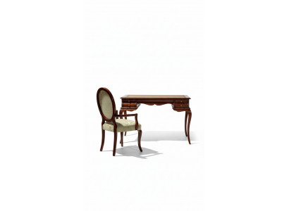 Holzmiwwelen Luxus Büro 2-Stéck Set Schreifdësch Sessel Italienesch Dëscher Barock