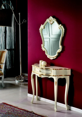 Miwwelen Stil Barock Luxus Konsolendësch Spigel Holz Italienesch Dëscher