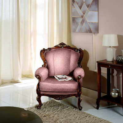 Deier Designer Luxus Barock Rosa Sëtz Italiensch Holz Wunnzëmmer Miwwelen Nei