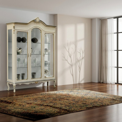Italienesch Design Luxus Holzmiwwelen Barock Schaf Vitrine Wäiss Wunnzëmmer XXL Nei