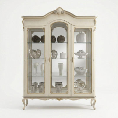 Italienesch Design Luxus Holzmiwwelen Barock Schaf Vitrine Wäiss Wunnzëmmer XXL Nei