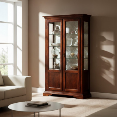Schéinen Designer Italieneschen Luxus Holz Miwwel Barock Stil Schaf Vitrin Wunnzëmmer