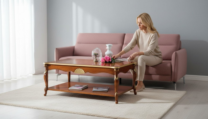 Design Holz Italienesch Miwwelen Barock Stil Brong Bechzëmmer Dësch Wunnzëmmer Dësch Nei