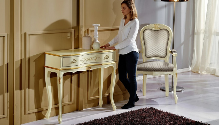 Schéinen Designer Luxus Barock Sesselen Italienesch Holz Stull Wohnzimmer Miwwelen