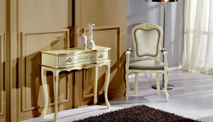 Schéinen Designer Luxus Barock Sesselen Italienesch Holz Stull Wohnzimmer Miwwelen