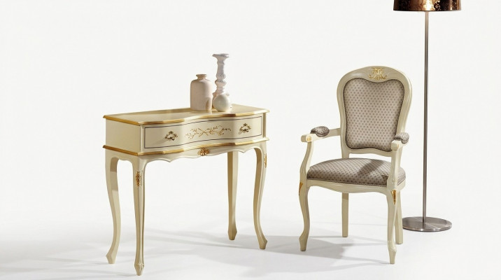 Schéinen Designer Luxus Barock Sesselen Italienesch Holz Stull Wohnzimmer Miwwelen