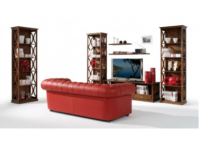 Luxus Set vu 5 Stécker fir d'Wunnzëmmer: TV Schaf, 2 Bicherregaler, 2 Regaler Miwwelregaler