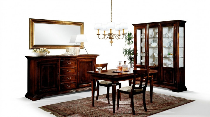 Iessen Dësch 2 Still Vitrin Kommode Spigel Komplett Iesszëmmer Set 6 Stéck Nei