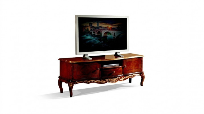 Designer Holz Barock TV-Schränk mat 2 Dieren, Schaf an Regal Italien