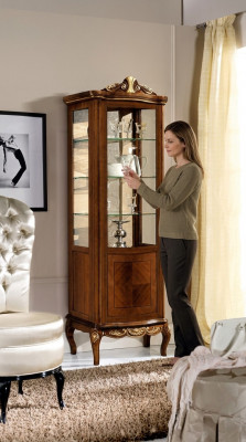 Klassesch Miwwelen Holz Braun Vitrine Schick Luxus Vitrineschaf Italienesch Miwwelen