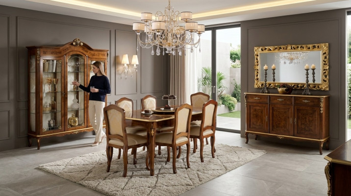 Iessdësch 6 Still Vitrine Kommode Spigel Komplett Iesszëmmer Garnitur 10tlg