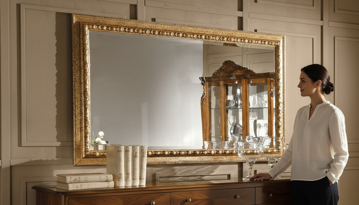 Gold Spigel Design Luxus XXL Wandspigel Holz Kader Barock Stil Italien Nei