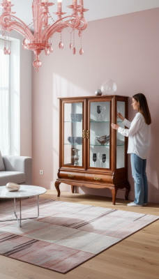 Klassesch Miwwelen Holz Brong Vitrin Chic Vitrineschaf Italienesch Miwwelen
