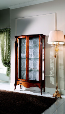 Luxuriéis Italienesch Miwwelen Klassesch Miwwelen Holz Braun Vitrin Schick Vitrinenschaf